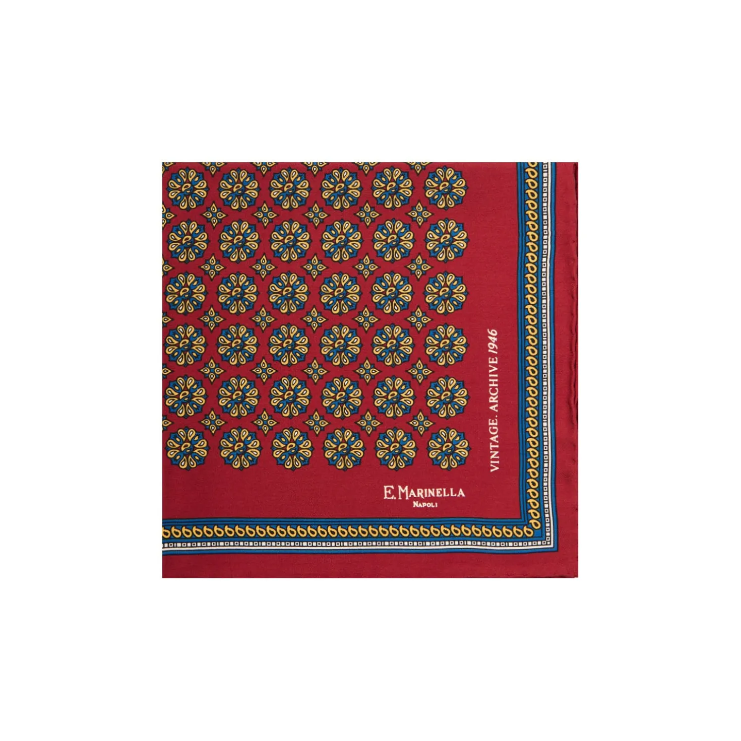 POCHETTE DA TASCHINO IN SETA STAMPATA A MANO BORDEAUX Fantasia archivio 1946