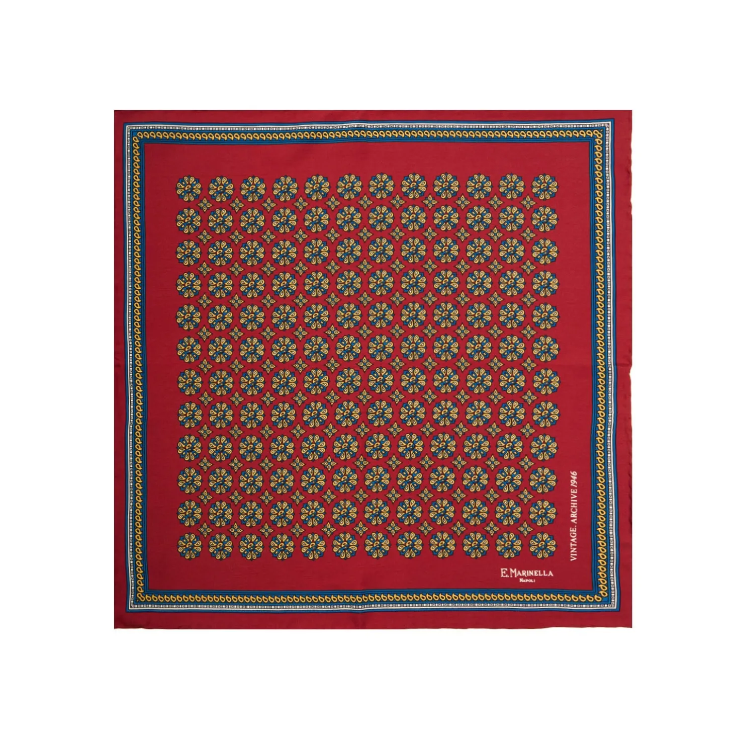POCHETTE DA TASCHINO IN SETA STAMPATA A MANO BORDEAUX Fantasia archivio 1946