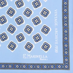 POCHETTE DA TASCHINO IN SETA STAMPATA A MANO AZZURRA Fantasia archivio 1930