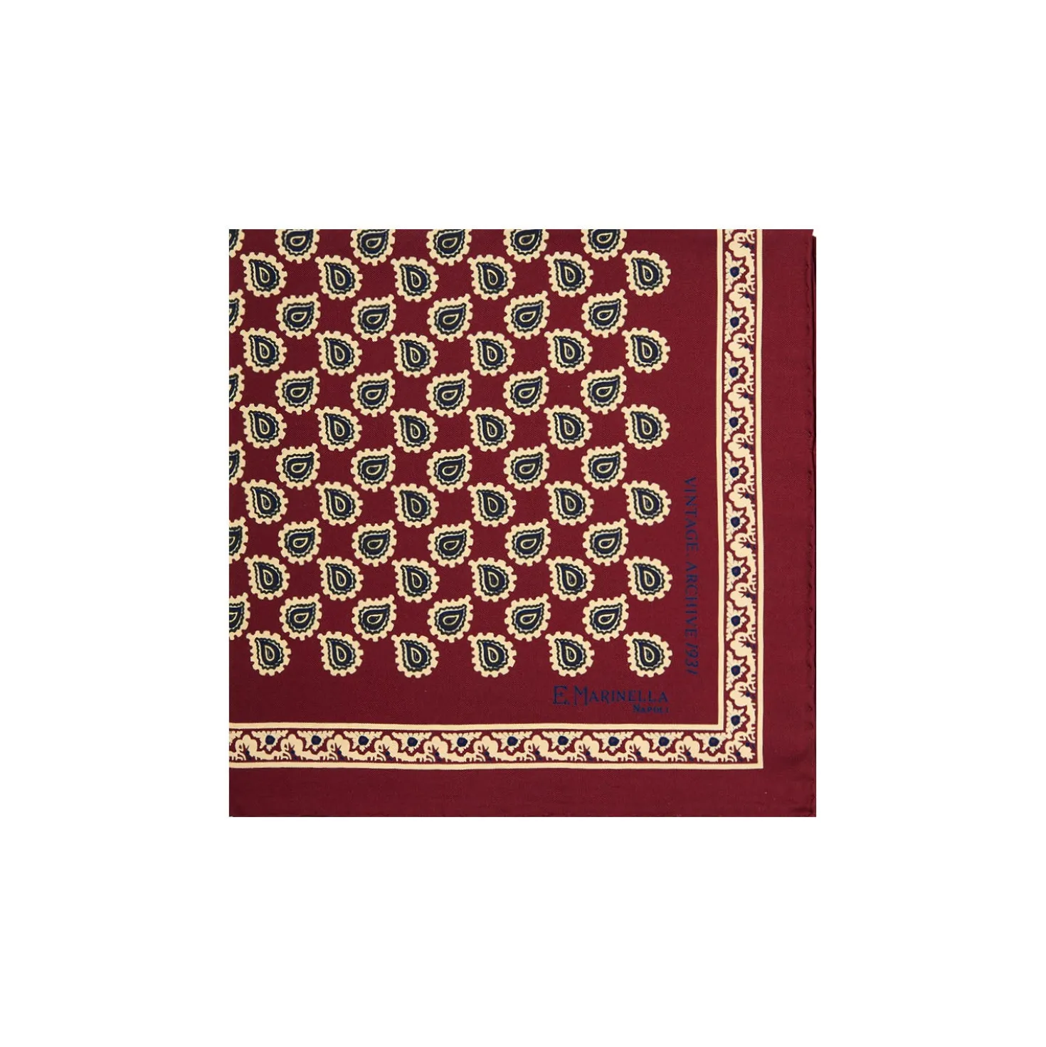 POCHETTE DA TASCHINO IN SETA STAMPATA A MANO BORDEAUX Fantasia archivio 1931