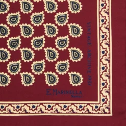 POCHETTE DA TASCHINO IN SETA STAMPATA A MANO BORDEAUX Fantasia archivio 1931