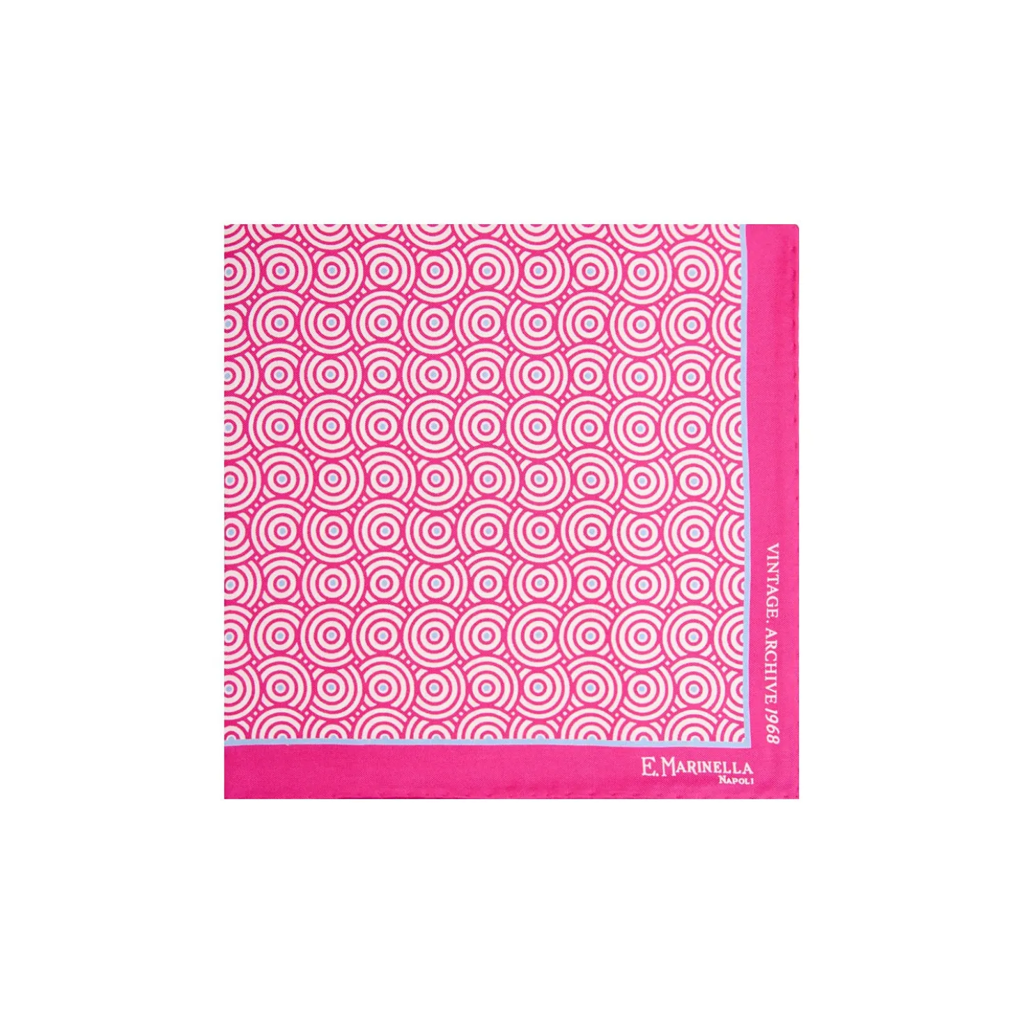 POCHETTE DA TASCHINO IN SETA STAMPATA A MANO FUCSIA Fantasia archivio 1968