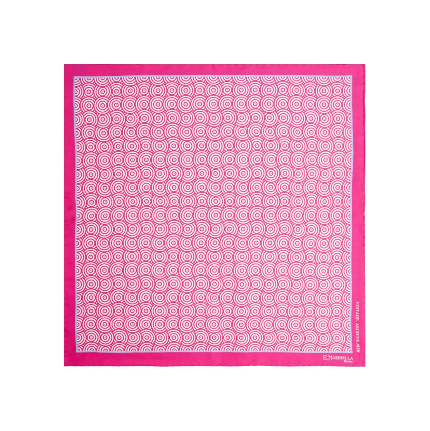 POCHETTE DA TASCHINO IN SETA STAMPATA A MANO FUCSIA Fantasia archivio 1968