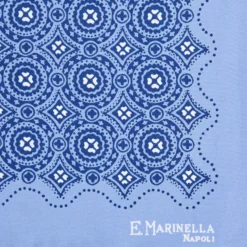 POCHETTE DA TASCHINO IN SETA STAMPATA A MANO AZZURRA Macrofantasia fiore