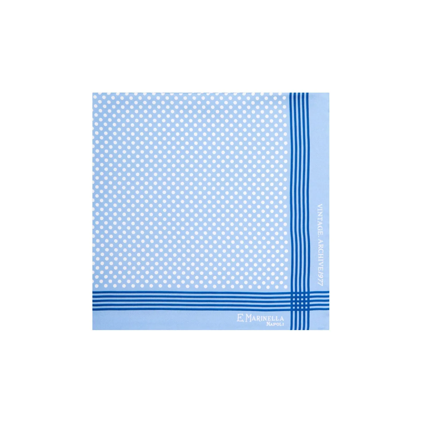 POCHETTE DA TASCHINO IN SETA STAMPATA A MANO BLU SCURO Pois
