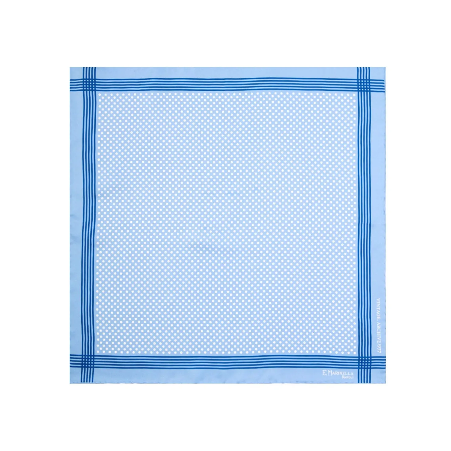 POCHETTE DA TASCHINO IN SETA STAMPATA A MANO BLU SCURO Pois