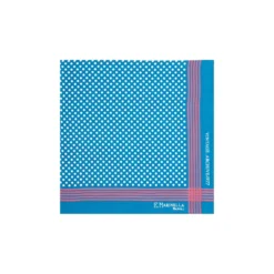 POCHETTE DA TASCHINO IN SETA STAMPATA A MANO BLU SCURO Pois