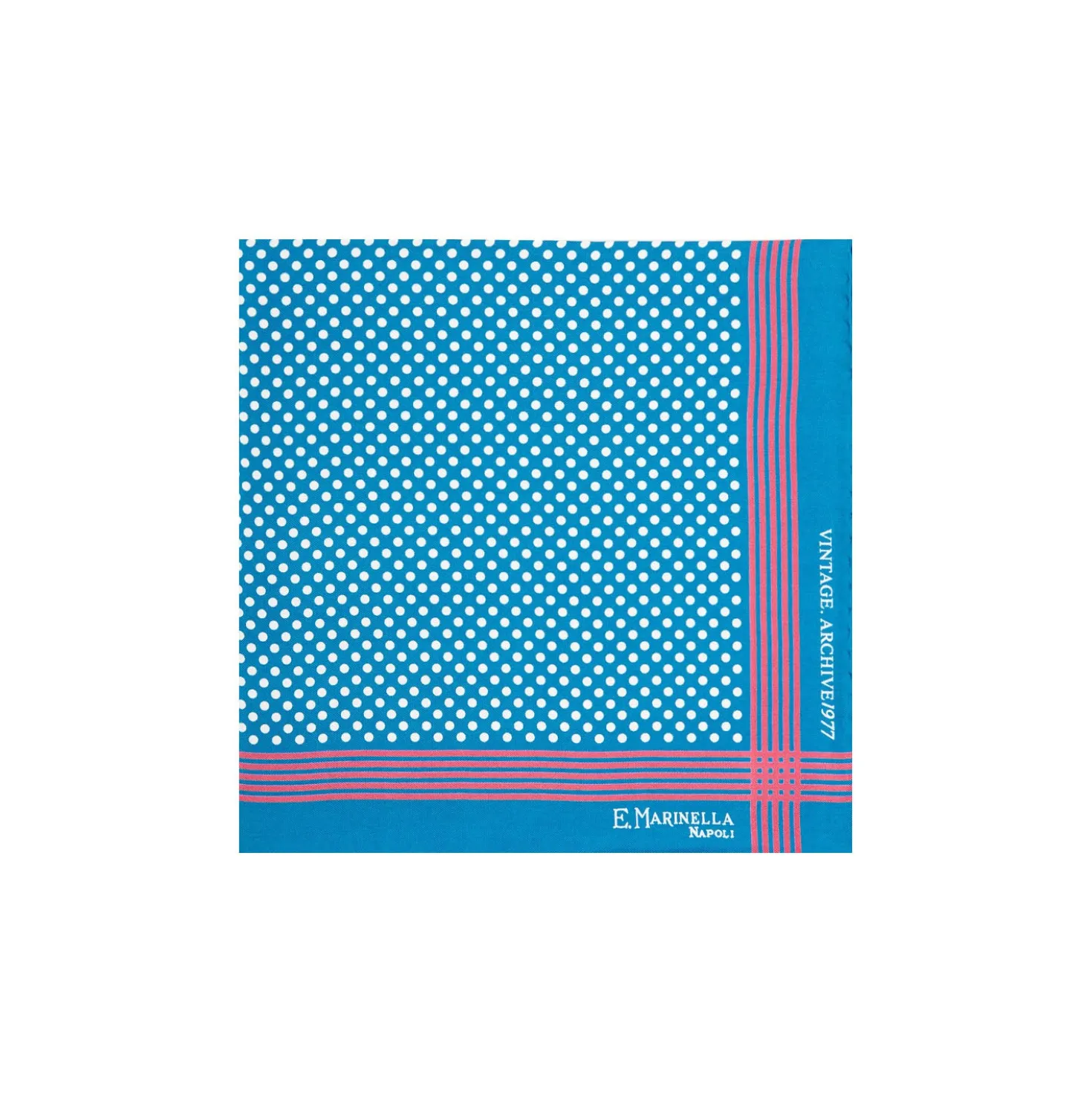 POCHETTE DA TASCHINO IN SETA STAMPATA A MANO BLU SCURO Pois