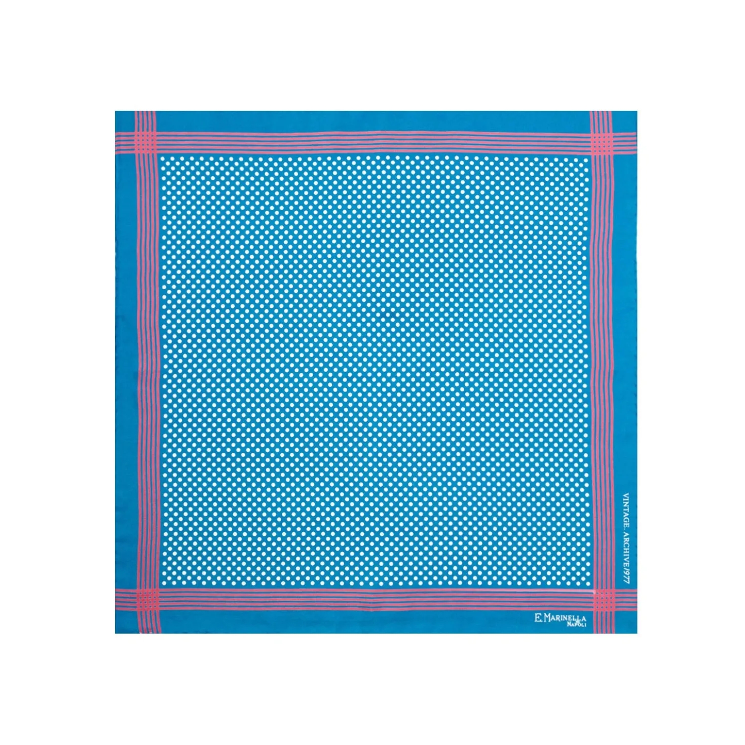 POCHETTE DA TASCHINO IN SETA STAMPATA A MANO BLU SCURO Pois