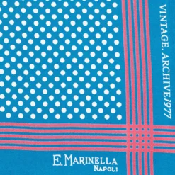 POCHETTE DA TASCHINO IN SETA STAMPATA A MANO BLU SCURO Pois