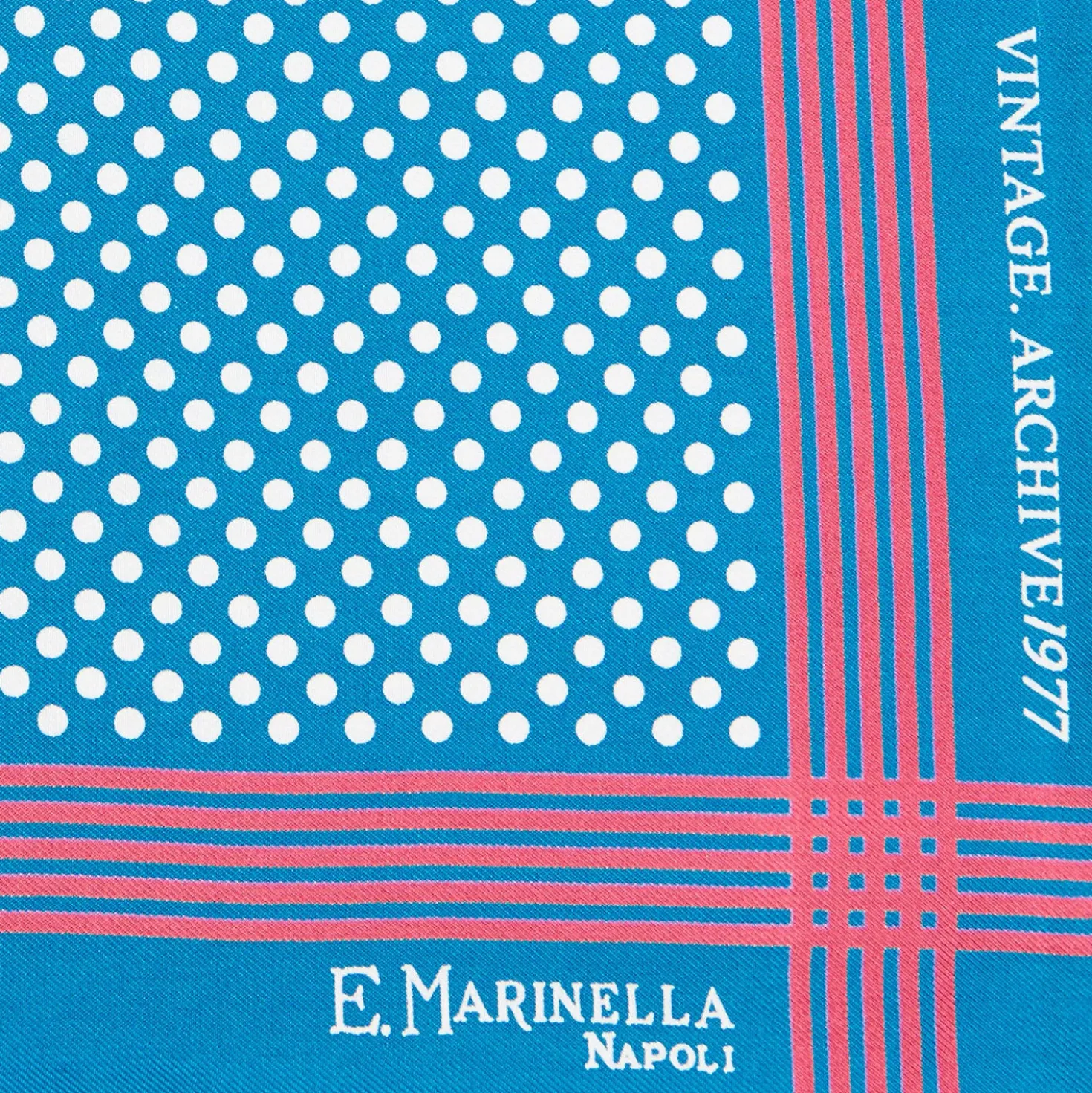 POCHETTE DA TASCHINO IN SETA STAMPATA A MANO BLU SCURO Pois