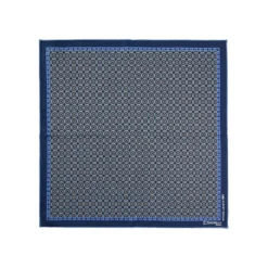 POCHETTE DA TASCHINO IN SETA STAMPATA A MANO BLU SCURO Fantasia archivio 1971