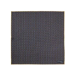 POCHETTE DA TASCHINO IN SETA STAMPATA A MANO BLU SCURO Microfantasia fiore