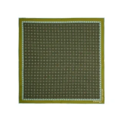 POCHETTE DA TASCHINO IN SETA STAMPATA A MANO VERDE OLIVA Fantasia archivio 1971
