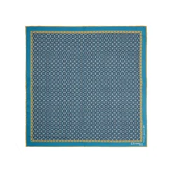 POCHETTE DA TASCHINO IN SETA STAMPATA A MANO BLU MEDIO Fantasia archivio 1971