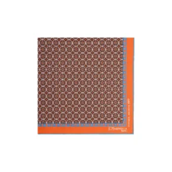 POCHETTE DA TASCHINO IN SETA STAMPATA A MANO ARANCIONE Fantasia archivio 1971