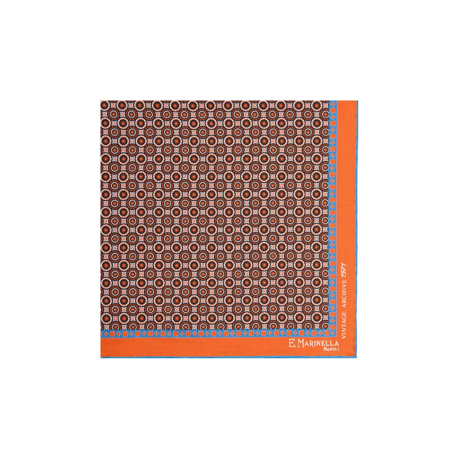 POCHETTE DA TASCHINO IN SETA STAMPATA A MANO ARANCIONE Fantasia archivio 1971