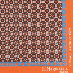 POCHETTE DA TASCHINO IN SETA STAMPATA A MANO ARANCIONE Fantasia archivio 1971