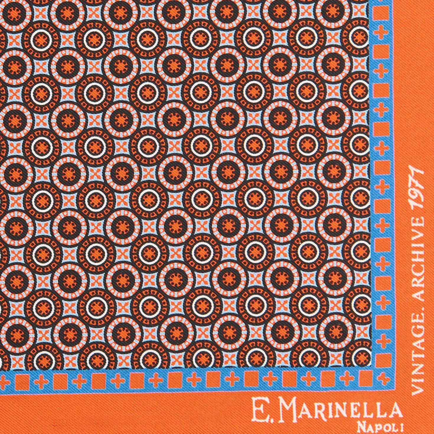 POCHETTE DA TASCHINO IN SETA STAMPATA A MANO ARANCIONE Fantasia archivio 1971