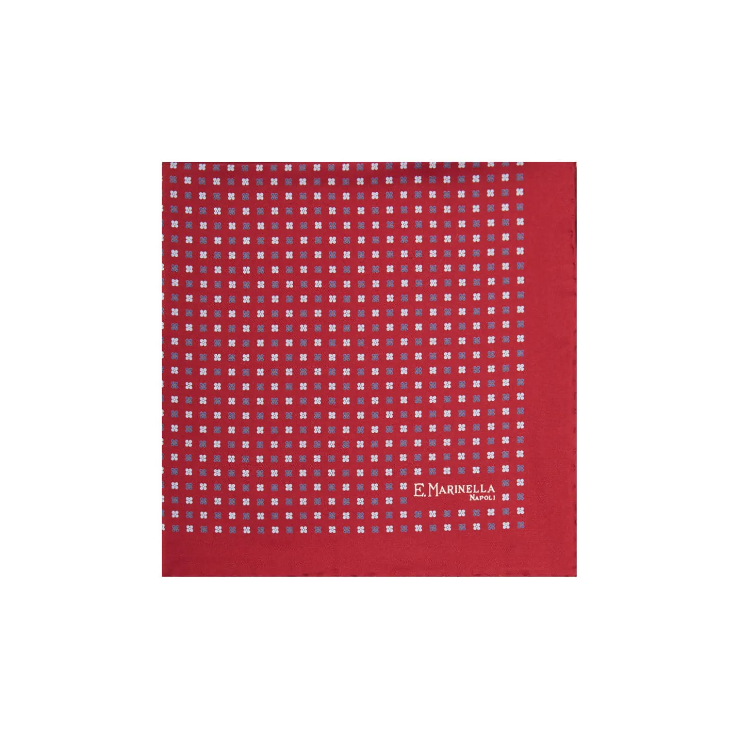 POCHETTE DA TASCHINO IN SETA STAMPATA A MANO BORDEAUX Microfantasia fiore