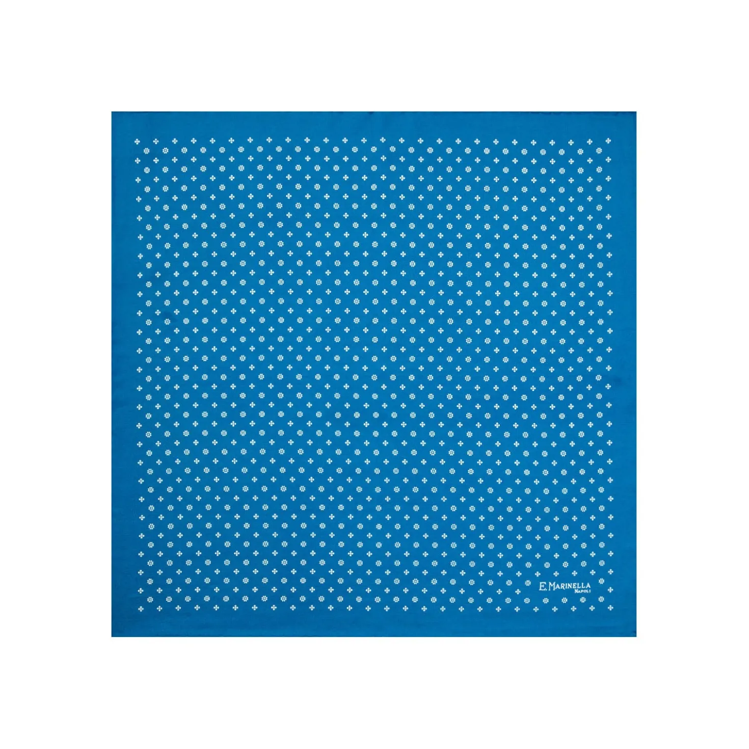 POCHETTE DA TASCHINO IN SETA STAMPATA A MANO BLU MEDIO Microfantasia fiore