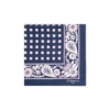 POCHETTE DA TASCHINO IN SETA STAMPATA A MANO BLU SCURO Microfantasia fiore