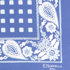 POCHETTE DA TASCHINO IN SETA STAMPATA A MANO AZZURRA Microfantasia fiore