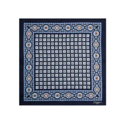 POCHETTE DA TASCHINO IN SETA STAMPATA A MANO BLU SCURO Microfantasia fiore