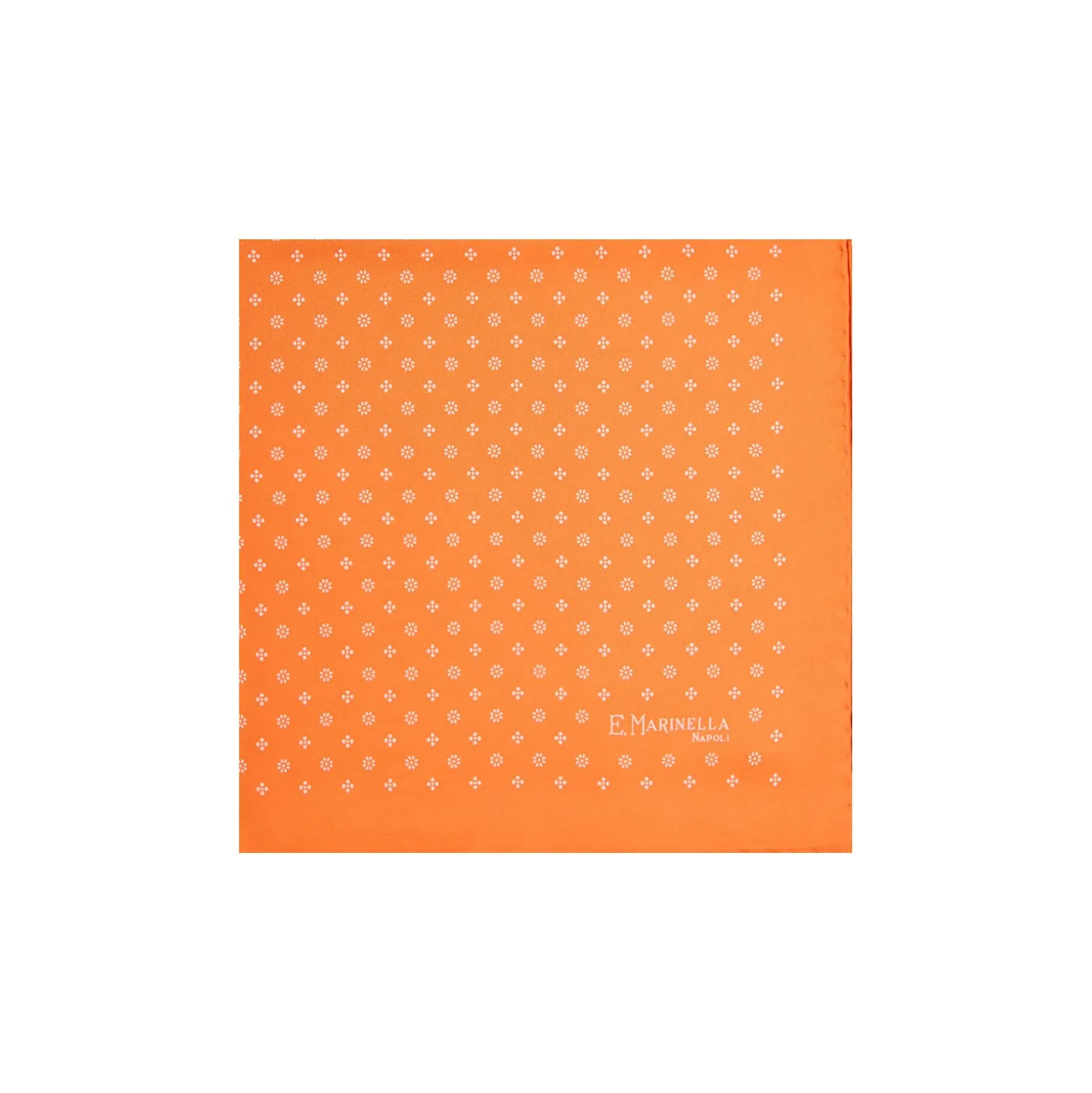 POCHETTE DA TASCHINO IN SETA STAMPATA A MANO ARANCIONE Microfantasia fiore