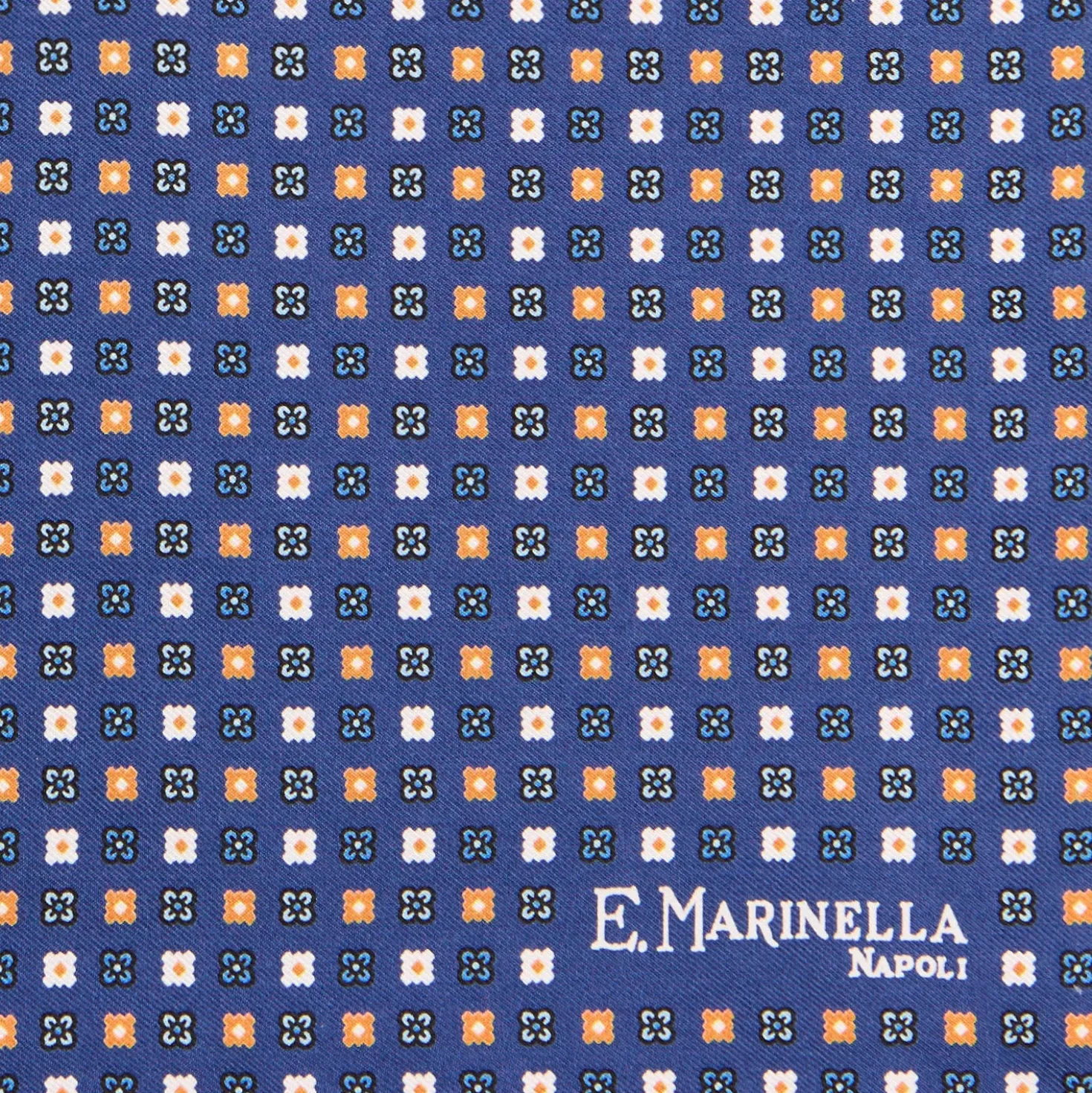 POCHETTE DA TASCHINO IN SETA STAMPATA A MANO BLU Microfantasia fiore