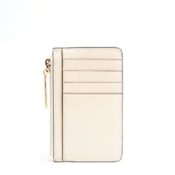 PORTA CARTE DI CREDITO BEIGE In pelle con zip