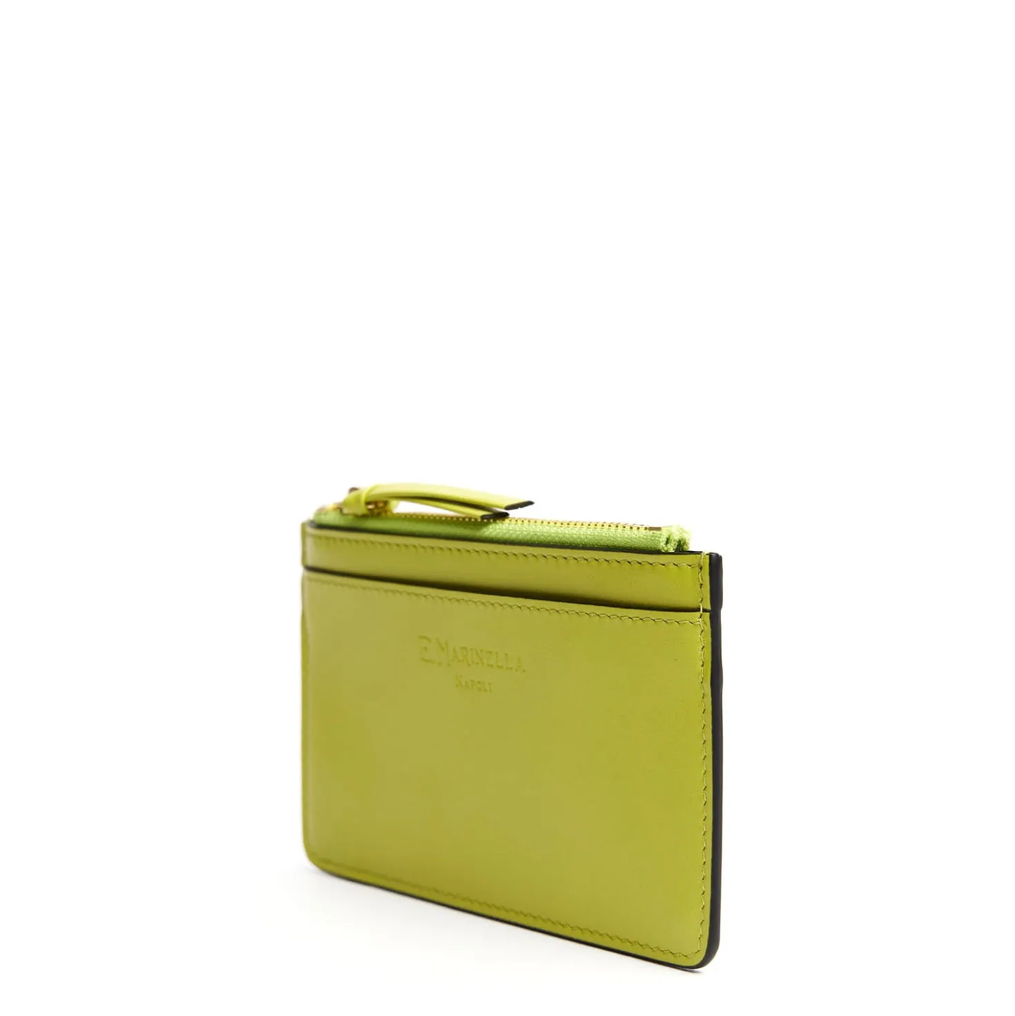 PORTA CARTE DI CREDITO GIALLO In pelle con zip