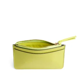 PORTA CARTE DI CREDITO GIALLO In pelle con zip