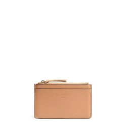PORTA CARTE DI CREDITO MARRONE CHIARO In pelle con zip