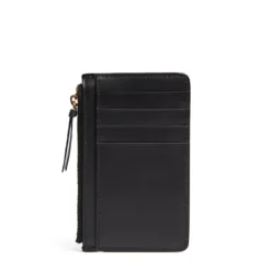 PORTA CARTE DI CREDITO NERO In pelle con zip
