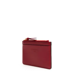 PORTA CARTE DI CREDITO ROSSO In pelle con zip