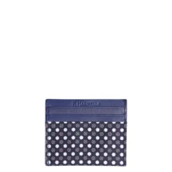 PORTACARTE DI CREDITO SETA E PELLE BLU SCURO 5 scomparti