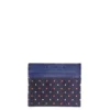 PORTACARTE DI CREDITO SETA E PELLE BLU SCURO 5 scomparti