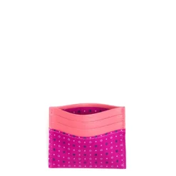 PORTACARTE DI CREDITO SETA E PELLE FUCSIA 5 scomparti
