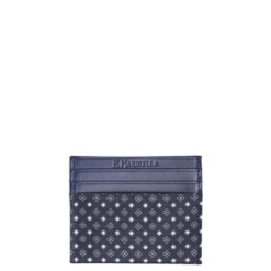 PORTACARTE DI CREDITO SETA E PELLE BLU SCURO 5 scomparti