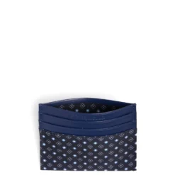 PORTACARTE DI CREDITO SETA E PELLE BLU SCURO 5 scomparti