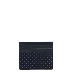 PORTACARTE DI CREDITO SETA E PELLE BLU SCURO 5 scomparti