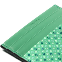 PORTACARTE DI CREDITO SETA E PELLE VERDE CHIARO 5 scomparti