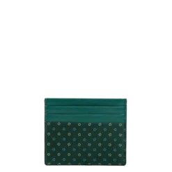 PORTACARTE DI CREDITO SETA E PELLE VERDE SCURO 5 scomparti