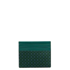 PORTACARTE DI CREDITO SETA E PELLE VERDE SCURO 5 scomparti