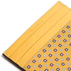 PORTACARTE DI CREDITO SETA E PELLE GIALLO 5 scomparti