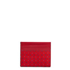 PORTACARTE DI CREDITO SETA E PELLE ROSSO 5 scomparti