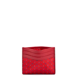 PORTACARTE DI CREDITO SETA E PELLE ROSSO 5 scomparti