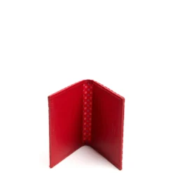 PORTACARTE PIEGHEVOLE IN SETA PELLE ROSSO 10 scomparti