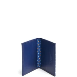 PORTACARTE PIEGHEVOLE IN SETE E PELLE BLU 10 scomparti